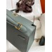 Hermes Kelly Sellier 25 Handmade Bag In Vert Amande Epsom Calfskin