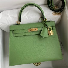 Hermes Kelly Sellier 25 Handmade Bag In Vert Criquet Epsom Calfskin Hermes Kelly Sellier 25 Handmade Bag In Vert Criquet Epsom Calfskin