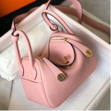 Hermes Lindy Mini Bag In Pink Clemence Leather GHW Hermes Lindy Mini Bag In Pink Clemence Leather GHW