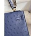 Hermes Kelly Sellier 25 Handmade Bag In Blue Iris Ostrich Leather Hermes Kelly Sellier 25 Handmade Bag In Blue Iris Ostrich Leather