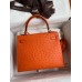 Hermes Kelly Sellier 25 Handmade Bag In Orange Ostrich Leather Hermes Kelly Sellier 25 Handmade Bag In Orange Ostrich Leather