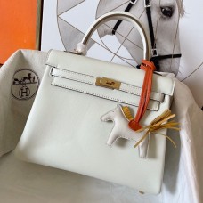 Hermes Kelly Retourne 25 Handmade Bag In Craie Swift Calfskin Hermes Kelly Retourne 25 Handmade Bag In Craie Swift Calfskin