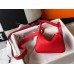 Hermes Lindy Mini Bag In Red Clemence Leather GHW Hermes Lindy Mini Bag In Red Clemence Leather GHW