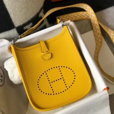 Hermes Evelyne III TPM Bag In Yellow Clemence Leather Hermes Evelyne III TPM Bag In Yellow Clemence Leather