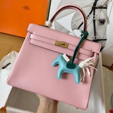 Hermes Kelly Retourne 25 Handmade Bag In Pink Swift Calfskin Hermes Kelly Retourne 25 Handmade Bag In Pink Swift Calfskin