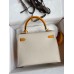 Hermes Kelly Sellier 25 Bicolor Bag in Craie and Yellow Epsom Calfskin Hermes Kelly Sellier 25 Bicolor Bag in Craie and Yellow Epsom Calfskin
