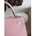 Hermes Kelly Sellier 25 Bicolor Bag in Rose Sakura and Craie Epsom Calfskin Hermes Kelly Sellier 25 Bicolor Bag in Rose Sakura and Craie Epsom Calfskin