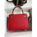 Hermes Kelly Sellier 25 Bicolor Bag in Red and Etain Epsom Calfskin Hermes Kelly Sellier 25 Bicolor Bag in Red and Etain Epsom Calfskin