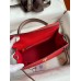 Hermes Kelly Sellier 25 Bicolor Bag in Red and Etain Epsom Calfskin Hermes Kelly Sellier 25 Bicolor Bag in Red and Etain Epsom Calfskin