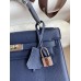 Hermes Kelly Retourne 25 Handmade Bag In Blue Saphir Clemence Leather Hermes Kelly Retourne 25 Handmade Bag In Blue Saphir Clemence Leather