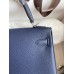 Hermes Kelly Retourne 25 Handmade Bag In Blue Saphir Clemence Leather Hermes Kelly Retourne 25 Handmade Bag In Blue Saphir Clemence Leather