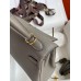 Hermes Kelly Retourne 25 Handmade Bag In Etain Clemence Leather Hermes Kelly Retourne 25 Handmade Bag In Etain Clemence Leather