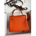 Hermes Kelly Retourne 25 Handmade Bag In Orange Clemence Leather Hermes Kelly Retourne 25 Handmade Bag In Orange Clemence Leather