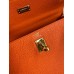 Hermes Kelly Retourne 25 Handmade Bag In Orange Clemence Leather Hermes Kelly Retourne 25 Handmade Bag In Orange Clemence Leather