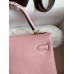 Hermes Kelly Retourne 25 Handmade Bag In Rose Sakura Clemence Leather Hermes Kelly Retourne 25 Handmade Bag In Rose Sakura Clemence Leather