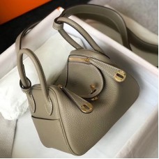 Hermes Lindy Mini Bag In Tourterelle Clemence Leather GHW Hermes Lindy Mini Bag In Tourterelle Clemence Leather GHW