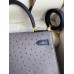 Hermes Kelly Sellier 25 Bicolor Bag in Gris Agate and Blue Ostrich Leather Hermes Kelly Sellier 25 Bicolor Bag in Gris Agate and Blue Ostrich Leather