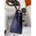 Hermes Kelly Sellier 25 Bicolor Bag in Gris Agate and Blue Ostrich Leather Hermes Kelly Sellier 25 Bicolor Bag in Gris Agate and Blue Ostrich Leather