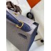 Hermes Kelly Sellier 25 Bicolor Bag in Gris Agate and Blue Ostrich Leather Hermes Kelly Sellier 25 Bicolor Bag in Gris Agate and Blue Ostrich Leather