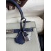 Hermes Kelly Sellier 25 Bicolor Bag in Pearl Grey and Blue Mysore Goatskin
