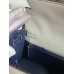 Hermes Kelly Sellier 25 Bicolor Bag in Pearl Grey and Blue Mysore Goatskin