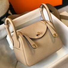 Hermes Lindy Mini Bag In Trench Clemence Leather GHW Hermes Lindy Mini Bag In Trench Clemence Leather GHW