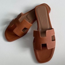 Hermes Oran Slide Sandals In Gold Clemence Leather Hermes Oran Slide Sandals In Gold Clemence Leather