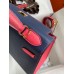 Hermes Kelly Sellier 28 Bicolor Bag in Blue Saphir and Rose Lipstick Epsom Calfskin Hermes Kelly Sellier 28 Bicolor Bag in Blue Saphir and Rose Lipstick Epsom Calfskin