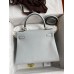 Hermes Kelly Retourne 28 Handmade Bag In Blue Glacier Clemence Leather Hermes Kelly Retourne 28 Handmade Bag In Blue Glacier Clemence Leather