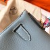 Hermes Kelly Retourne 28 Handmade Bag In Blue Lin Clemence Leather Hermes Kelly Retourne 28 Handmade Bag In Blue Lin Clemence Leather