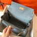 Hermes Kelly Retourne 28 Handmade Bag In Blue Lin Clemence Leather Hermes Kelly Retourne 28 Handmade Bag In Blue Lin Clemence Leather