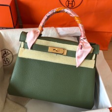 Hermes Kelly Retourne 28 Handmade Bag In Canopee Clemence Leather Hermes Kelly Retourne 28 Handmade Bag In Canopee Clemence Leather