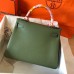 Hermes Kelly Retourne 28 Handmade Bag In Canopee Clemence Leather Hermes Kelly Retourne 28 Handmade Bag In Canopee Clemence Leather