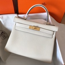 Hermes Kelly Retourne 28 Handmade Bag In Craie Clemence Leather Hermes Kelly Retourne 28 Handmade Bag In Craie Clemence Leather