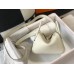 Hermes Lindy Mini Bag In White Clemence Leather GHW Hermes Lindy Mini Bag In White Clemence Leather GHW