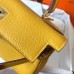 Hermes Kelly Retourne 28 Handmade Bag In Jaune Ambre Clemence Leather Hermes Kelly Retourne 28 Handmade Bag In Jaune Ambre Clemence Leather