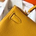 Hermes Kelly Retourne 28 Handmade Bag In Jaune Ambre Clemence Leather Hermes Kelly Retourne 28 Handmade Bag In Jaune Ambre Clemence Leather