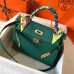 Hermes Kelly Retourne 28 Handmade Bag In Malachite Clemence Leather Hermes Kelly Retourne 28 Handmade Bag In Malachite Clemence Leather