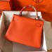 Hermes Kelly Retourne 28 Handmade Bag In Orange Clemence Leather Hermes Kelly Retourne 28 Handmade Bag In Orange Clemence Leather