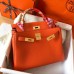 Hermes Kelly Retourne 28 Handmade Bag In Orange Clemence Leather Hermes Kelly Retourne 28 Handmade Bag In Orange Clemence Leather