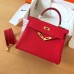 Hermes Kelly Retourne 28 Handmade Bag In Red Clemence Leather Hermes Kelly Retourne 28 Handmade Bag In Red Clemence Leather