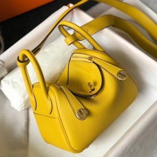 Hermes Lindy Mini Bag In Yellow Clemence Leather GHW Hermes Lindy Mini Bag In Yellow Clemence Leather GHW