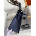 Hermes Kelly Sellier 28 Handmade Bag In Blue Saphir Epsom Calfskin