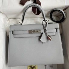 Hermes Kelly Sellier 28 Handmade Bag In Gris Mouette Epsom Calfskin Hermes Kelly Sellier 28 Handmade Bag In Gris Mouette Epsom Calfskin