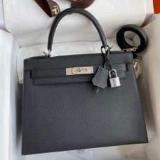 Hermes Kelly Sellier 28 Handmade Bag In Black Epsom Calfskin Hermes Kelly Sellier 28 Handmade Bag In Black Epsom Calfskin