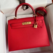 Hermes Kelly Sellier 28 Handmade Bag In Red Epsom Calfskin Hermes Kelly Sellier 28 Handmade Bag In Red Epsom Calfskin