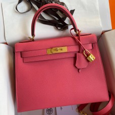 Hermes Kelly Sellier 28 Handmade Bag In Rose Lipstick Epsom Calfskin Hermes Kelly Sellier 28 Handmade Bag In Rose Lipstick Epsom Calfskin