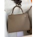 Hermes Kelly Sellier 28 Handmade Bag In Taupe Epsom Calfskin Hermes Kelly Sellier 28 Handmade Bag In Taupe Epsom Calfskin