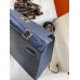 Hermes Kelly Sellier 28 Handmade Bag In Blue Iris Ostrich Leather Hermes Kelly Sellier 28 Handmade Bag In Blue Iris Ostrich Leather