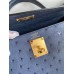 Hermes Kelly Sellier 28 Handmade Bag In Blue Iris Ostrich Leather Hermes Kelly Sellier 28 Handmade Bag In Blue Iris Ostrich Leather